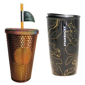 BUNDLE Starbucks tumbler travel Limited Edition 50th anniversary black marble